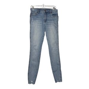 Kut from the Kloth Low Rise Skinny Jeans Blue Distressed Ripped Size 8
